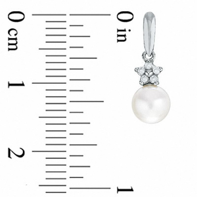 5.5-6.0mm Cultured Freshwater Pearl and Diamond Accent Drop Earrings in 10K White Gold
