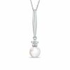 Thumbnail Image 1 of 6.5-7.0mm Freshwater Cultured Pearl and Diamond Accent Stick Pendant in 10K White Gold