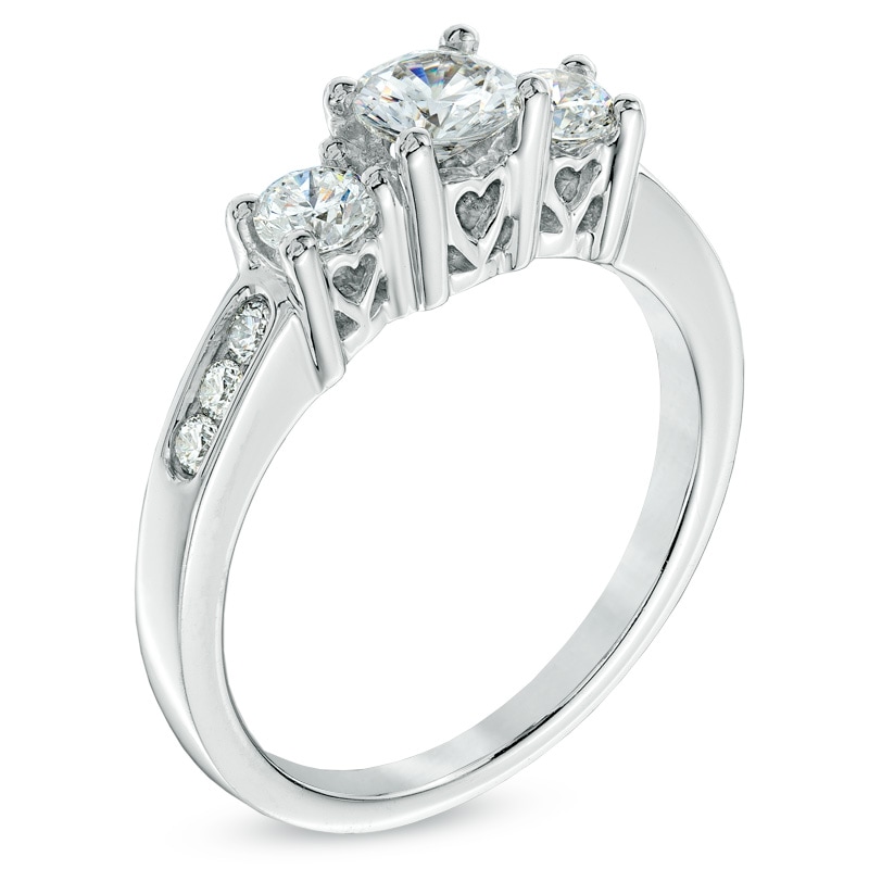 1.00 CT. T.W. Diamond Three Stone Past Present Future Engagement Ring in 14K White Gold