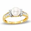 Thumbnail Image 1 of Freshwater Cultured Pearl and 0.26 CT. T.W. Diamond Ring in 10K Gold