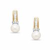Thumbnail Image 0 of Cultured Freshwater Pearl and 0.23 CT. T.W. Diamond Drop Earrings in 10K Gold