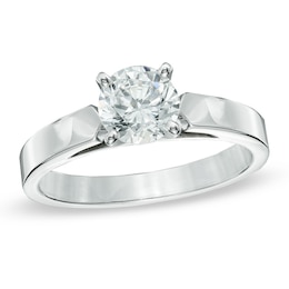 1.00 CT. Diamond Solitaire Crown Royal Engagement Ring in 14K White Gold (J/I2)