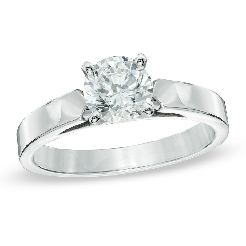 1.00 CT. Diamond Solitaire Crown Royal Engagement Ring in 14K White Gold (J/I2)