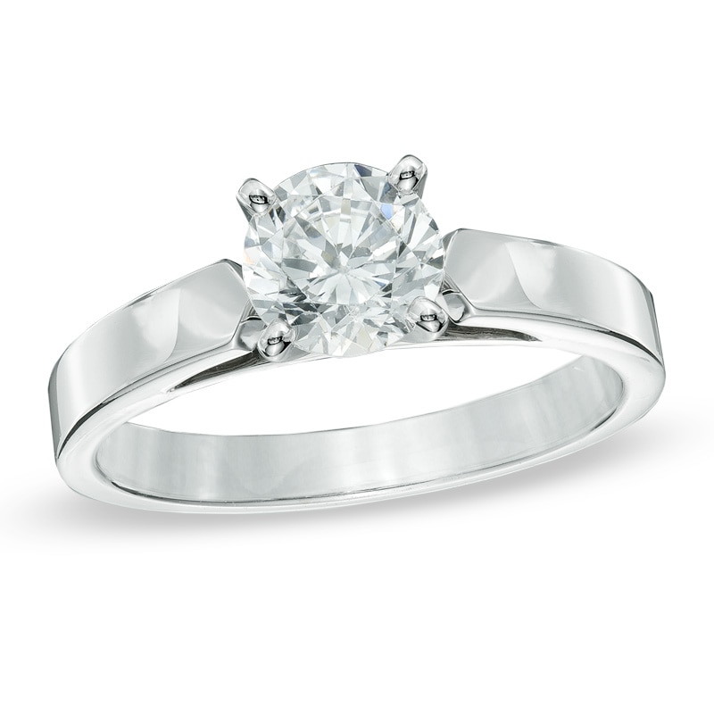 Main Image 1 of 1.00 CT. Diamond Solitaire Crown Royal Engagement Ring in 14K White Gold (J/I2)
