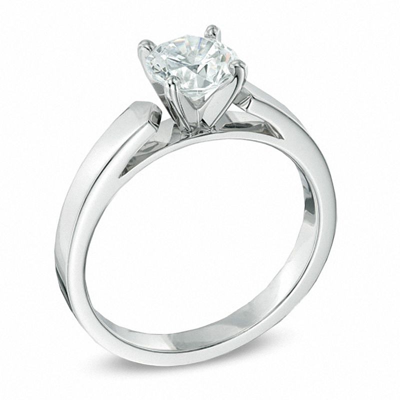 1.00 CT. Diamond Solitaire Crown Royal Engagement Ring in 14K White Gold (J/I2)