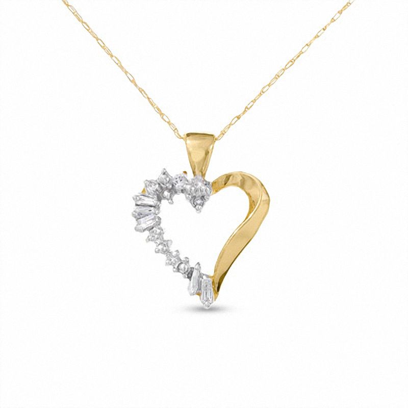 Shadow Heart Pendant in 10K Gold with Diamond Accents