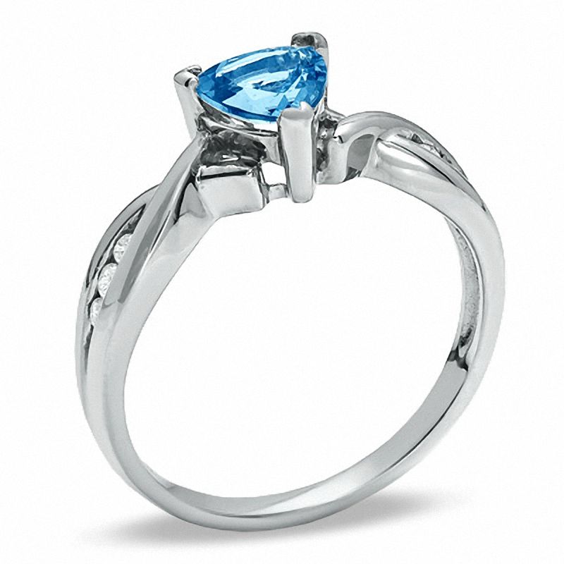Main Image 2 of Aquamarine and Diamond Ring in 10K White Gold