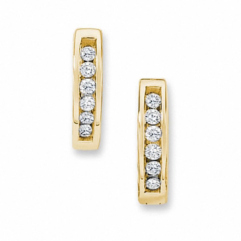 Main Image 1 of 0.20 CT. T.W. Diamond Huggie Hoop Earrings in 10K Gold