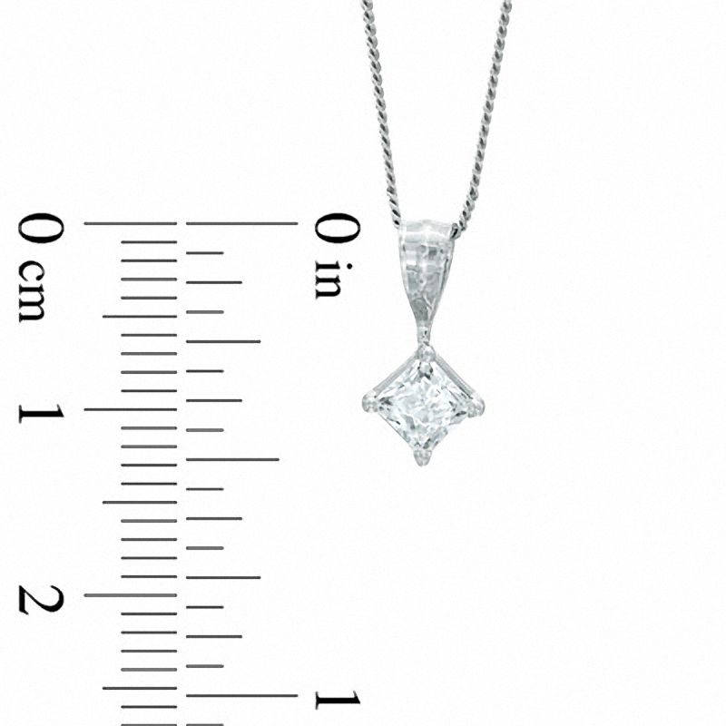 0.15 CT. Princess-Cut Diamond Solitaire Crown Royal Pendant in 14K White Gold