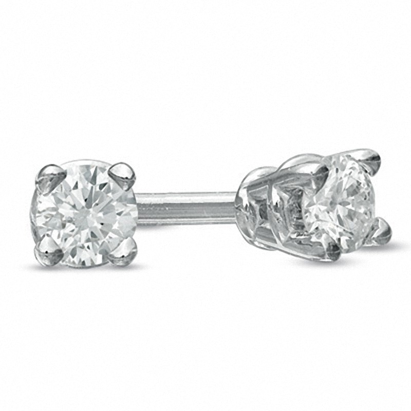 0.10 CT. T.W. Diamond Solitaire Stud Earrings in 14K White Gold (J/I3)|Peoples Jewellers