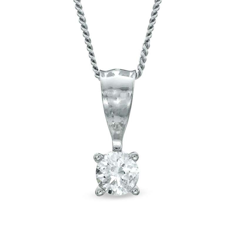 Main Image 1 of 0.15 CT. Diamond Solitaire Crown Royal Pendant in 14K White Gold (I-J/I2-I3)
