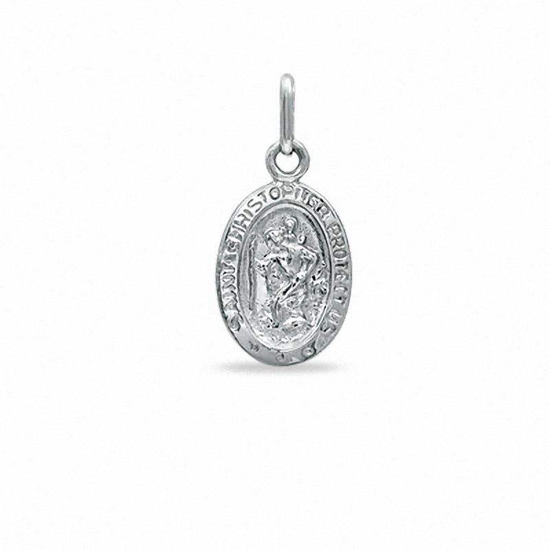 10K White Gold St. Christopher Medal Charm|Peoples Jewellers
