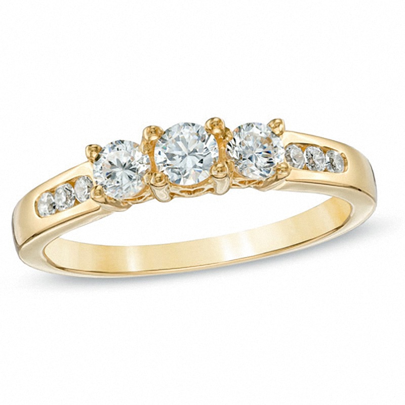 0.50 CT. T.W. Diamond Past Present Future® Ring in 14K Gold