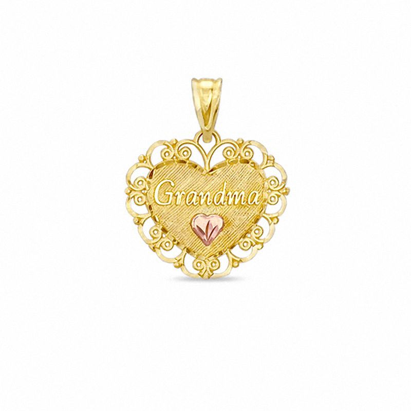 10K Two-Tone Gold Grandma Heart Charm