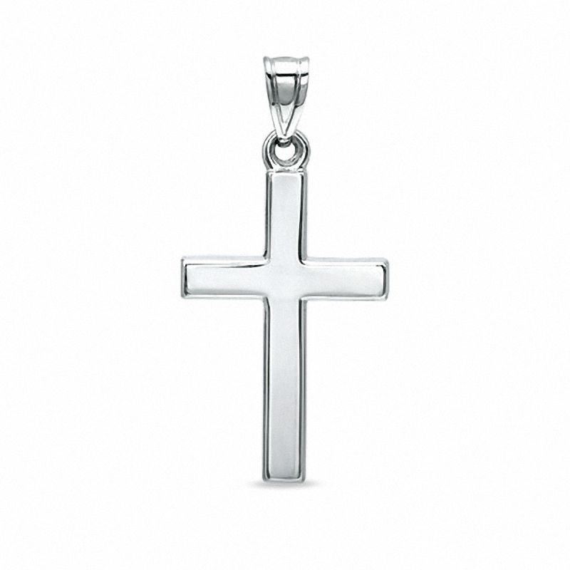 10K White Gold Polished Cross Charm|Peoples Jewellers