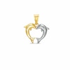 10K Two-Tone Gold Kissing Dolphins Heart Charm