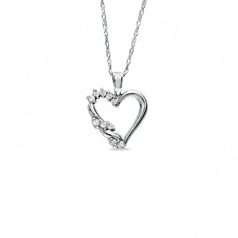 0.12 CT. T.W. Diamond Heart Pendant in 10K White Gold|Peoples Jewellers