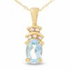 Thumbnail Image 1 of 10K Gold Aquamarine Crown Pendant with Diamond Accents