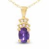 Thumbnail Image 0 of 10K Gold Amethyst Crown Pendant with Diamond Accents