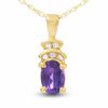 Thumbnail Image 1 of 10K Gold Amethyst Crown Pendant with Diamond Accents