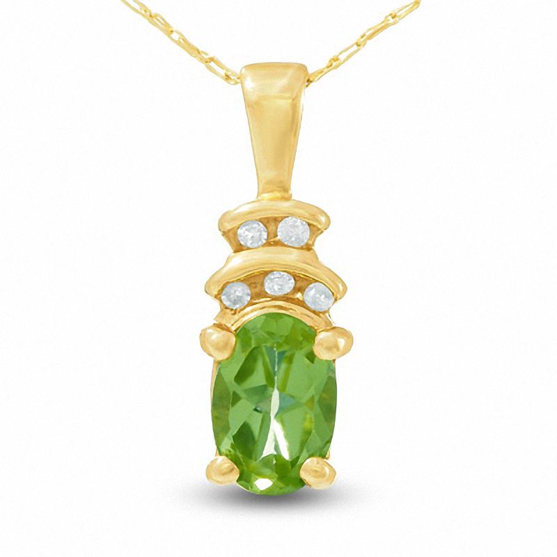 Main Image 1 of 10K Gold Peridot Crown Pendant with Diamond Accents