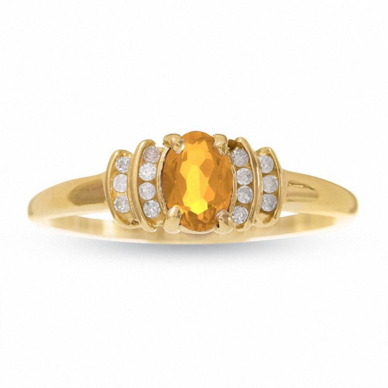 Main Image 1 of 10K Gold Citrine Crown Ring with Diamond Accents