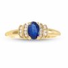 10K Gold Blue Sapphire Crown Ring with Diamond Accents