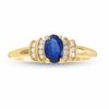 Thumbnail Image 1 of 10K Gold Blue Sapphire Crown Ring with Diamond Accents