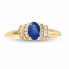 Thumbnail Image 0 of 10K Gold Blue Sapphire Crown Ring with Diamond Accents