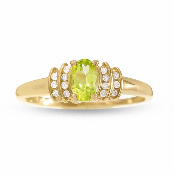 10K Gold Peridot Crown Ring with Diamond Accents