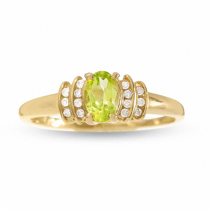 10K Gold Peridot Crown Ring with Diamond Accents|Peoples Jewellers