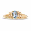 Thumbnail Image 0 of 10K Gold Aquamarine Crown Ring with Diamond Accents