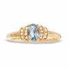Thumbnail Image 1 of 10K Gold Aquamarine Crown Ring with Diamond Accents