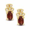 Thumbnail Image 1 of Garnet Crown Earrings in 10K Gold with Diamond Accents