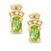 Thumbnail Image 1 of Peridot Crown Earrings in 10K Gold with Diamond Accents