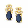 Thumbnail Image 1 of Blue Sapphire Crown Earrings in 10K Gold with Diamond Accents
