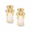 Thumbnail Image 1 of Opal Crown Earrings in 10K Gold with Diamond Accents
