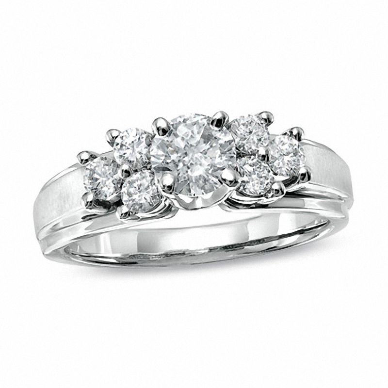 1.00 CT. T.W. Diamond Cluster Engagement Ring in 14K White Gold