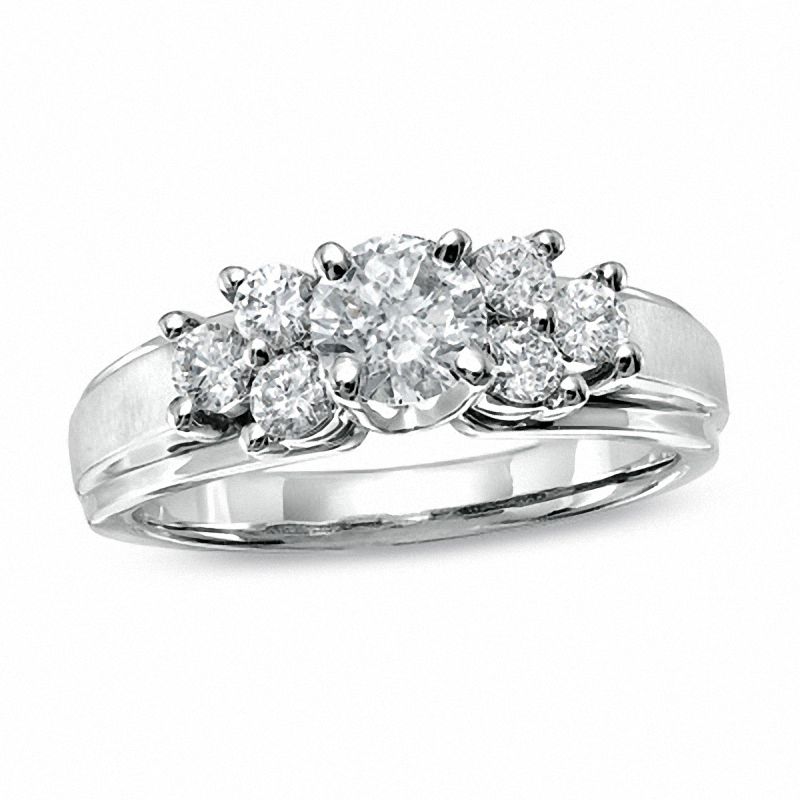 Main Image 1 of 1.00 CT. T.W. Diamond Cluster Engagement Ring in 14K White Gold