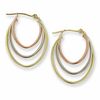 14K Tri-Tone Gold Triple Oval Hoop Earrings