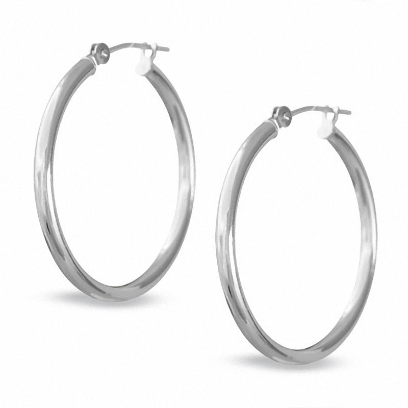 14K White Gold Hoop Earrings|Peoples Jewellers