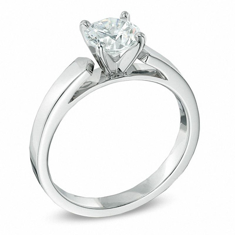 Main Image 2 of 0.70 CT. Diamond Solitaire Crown Royal Engagement Ring in 14K White Gold (J/I2)