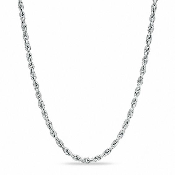 Peoples 2.5mm Glitter Rope Chain Necklace in Hollow 10K White Gold - 20"