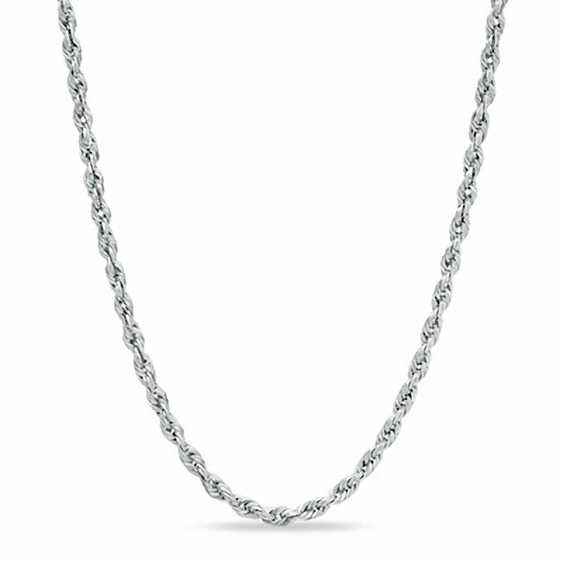 Main Image 1 of 2.5mm Glitter Rope Chain Necklace in Hollow 10K White Gold - 20"