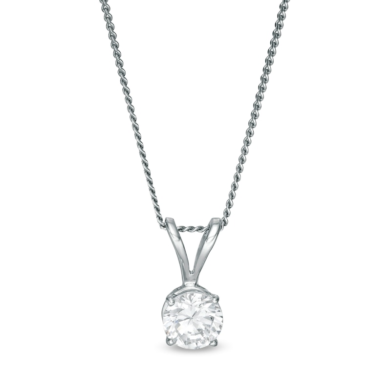 0.50 CT. Certified Diamond Solitaire Pendant in 14K White Gold (J/I3)