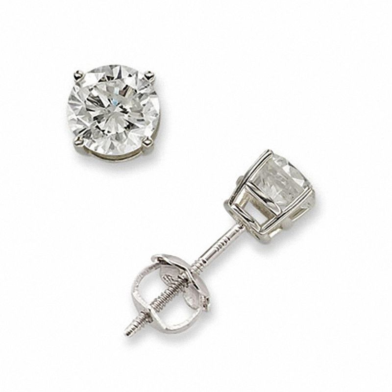 CT. T.W. Diamond Solitaire Stud Earrings in 14K White Gold|Peoples Jewellers