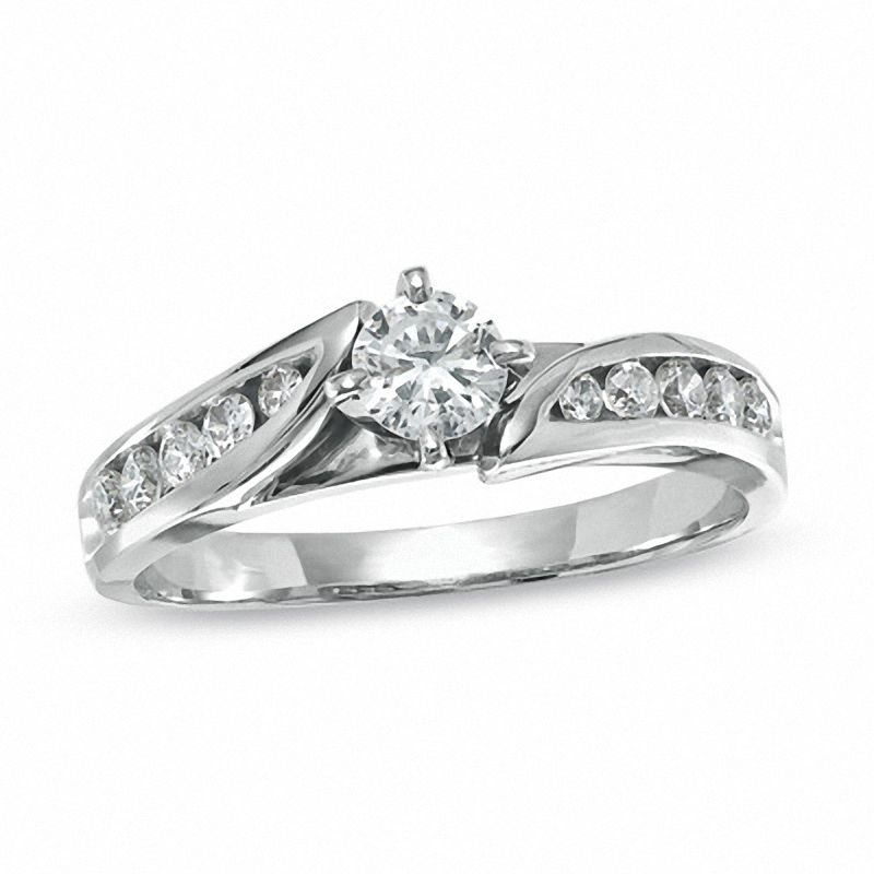 Main Image 1 of Ladies' 0.50 CT. T.W. Diamond Engagement Ring in 14K White Gold