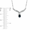 Thumbnail Image 1 of Pear-Shaped Blue Sapphire and Diamond Accent Wing Pendant in 10K White Gold - 16"