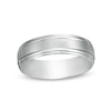 Men's 6.0mm Satin Stepped Edge Wedding Band in 14K White Gold - Size 10