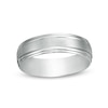 Thumbnail Image 0 of Men's 6.0mm Satin Stepped Edge Wedding Band in 14K White Gold - Size 10